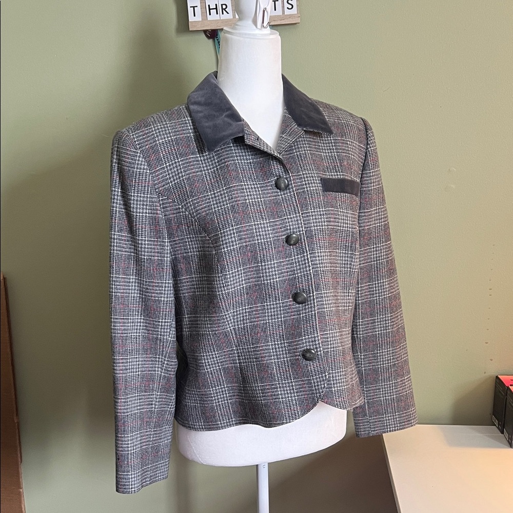 Pendleton Gray and Black Plaid Blazer